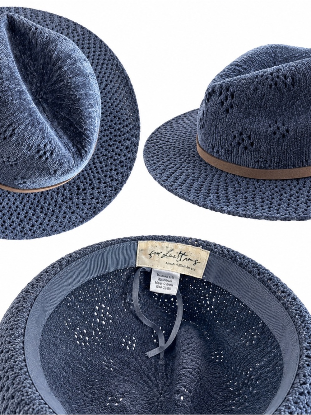 San Diego Hat Co. Women’s Slate Blue Soft Knit Chenille Fedora Hat Leather Band